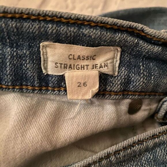 Madewell women 26 cotton blend ripped classic straight blue jeans - Picture 6 of 12